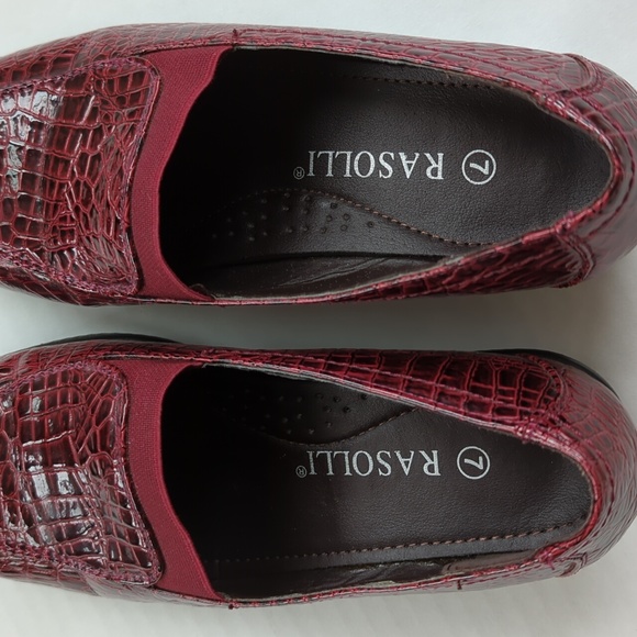 Rasolli Patent Leather Crocodile Print Wedge Slip On Loafer 7 Red - Picture 7 of 16